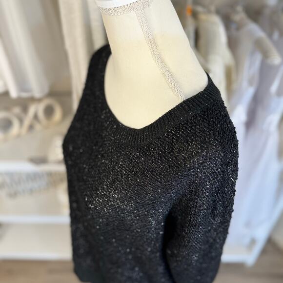 Liz Claiborne Women's Size S Black Metallic Scoopneck Pullover Sweater #3429 - Picture 6 of 8